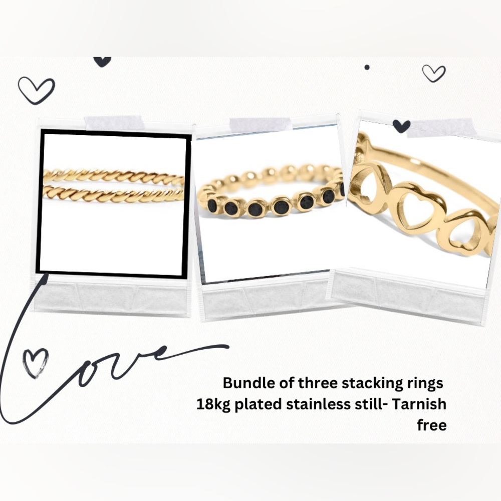 3 18K Gold PVD Stainless Steel Beaded Stacking Rings
🌕Tarnish Free🌕